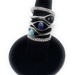 Cookie Lee Crystal Ring set of 4 Size 8 - 93538